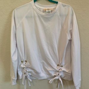Michael Kors white sweater with ties, size small